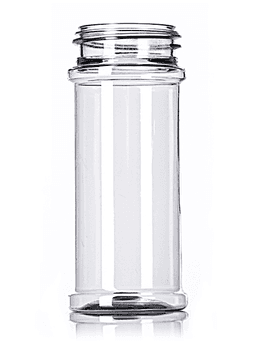 Clear glass spice jar with straight sides and threaded neck for shaker cap