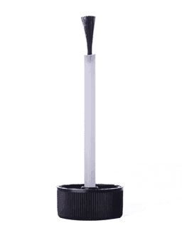 Nail polish brush with black cap and clear stem for nail care packaging